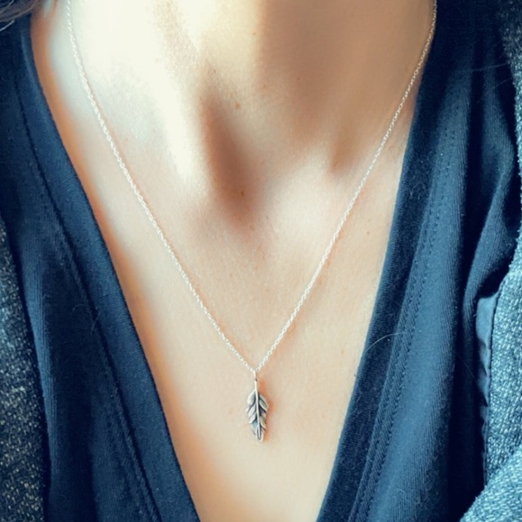 Sterling Silver Leaf Necklace - Picture 11 of 11